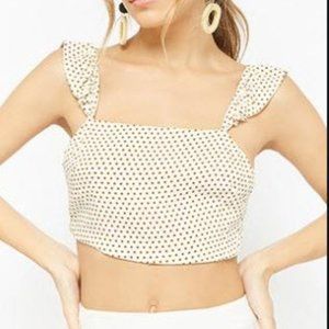 Forever 21 cream crop top with polka dots size M